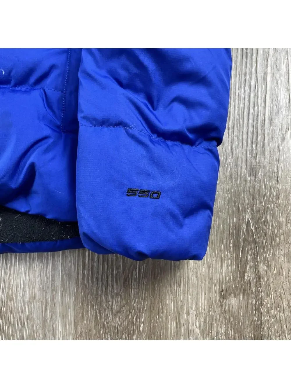 Y2K The North Face Down Sherpa Lined Puffer Jacket 550 Blue Hooded Boys L 14/16
